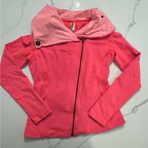 LUCY coral pink cowl neck zip up jacket size small